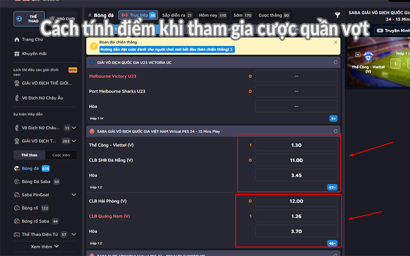 Cách tính điểm khi tham gia cược quần vợt