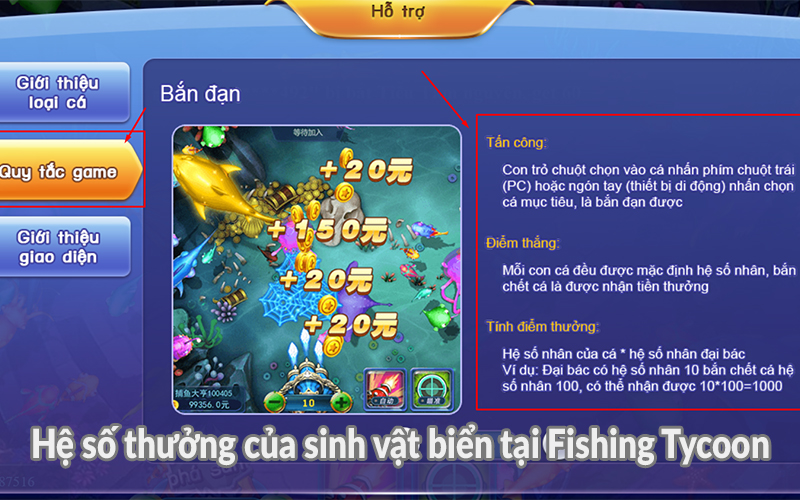 Hệ số thưởng của sinh vật biển tại Fishing Tycoon Hệ số thưởng của sinh vật biển tại Fishing Tycoon