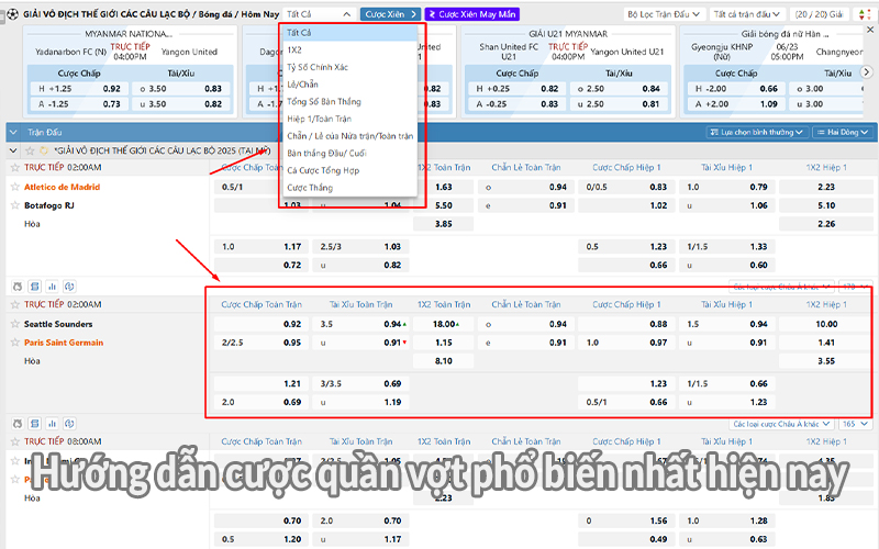 Hướng dẫn cược quần vợt phổ biến nhất hiện nay