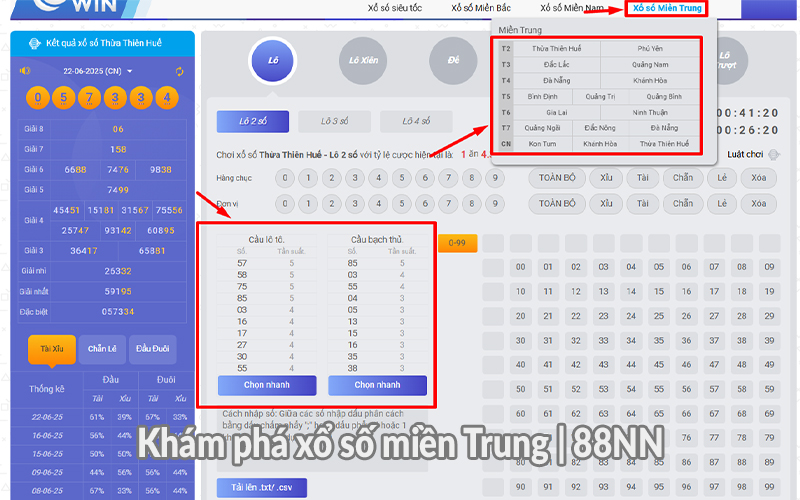 Khám phá xổ số miền Trung 88NN