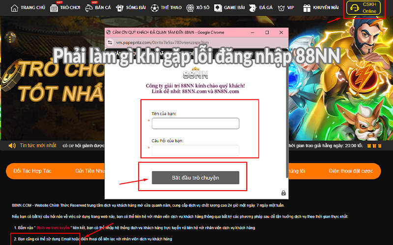 Phải làm gì khi gặp lỗi đăng nhập 88NN