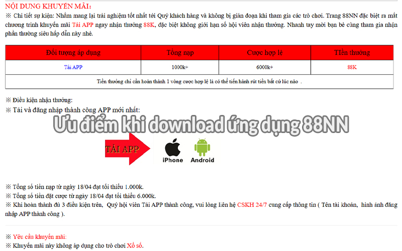 Ưu điểm khi download ứng dụng 88NN